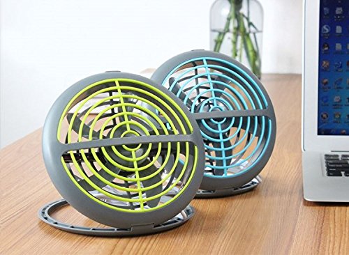 Asvert Mini USB Ventilator angetriebener Miniventilator beweglicher stummer Schreibtisch ruhiger kleiner Tabellen Ventilator für Tischplatten Tisch Spielraum, Grau und Grün - 5