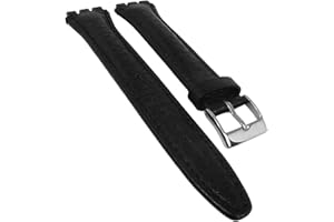 Minott Uhrenarmband Lederband schwarz genarbt mit Naht 17mm für Swatch