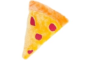 ZippyPaws - Piszczący emotikon wypchany pluszak pies zabawka - kawałek pizzy, żółty, czerwony, 7 x 7 x 2