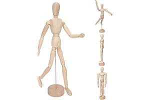 TUBAWD Mannequin, Mannequin Body, Manikin Body 20cm/8inch Drawing Mannequin Wooden Mannequin Manikin Body Wooden Figures Wooden Human Artists Mannequin with Stand for Art Home Decoration Body Drawing