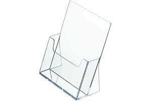 ogoPLUS Prospektständer DIN A5 Hochformat / Prospekthalter Flyer-Ständer Werbung Aufsteller Tisch-Prospektständer / Prospektbox / Werbung, glasklar, leichte Neigung für optimales Blickfeld