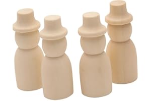 PRETYZOOM Wooden Figures to Paint Unfinished Wood Peg Dolls with Hats 6.5cm DIY Craft Art Projects Decorations for Wedding Birthday Party School Classroom 10pcs