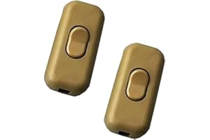 FUCHSWERK 2x Zwischenschalter Schnurschalter - 2-3 polig 6A 250V - Schnurzwischenschalter, Wippschalter, Zuleitungsschalter, Kabelschalter, Schalter | Gold