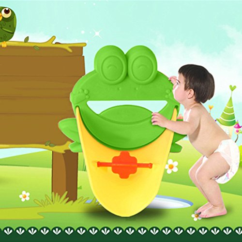 Demiawaking Süß Wasserhahn Verlängerung Extender für Kinder Baby Hände waschen Badezimmer-Cartoon Frosch Design (Grün) - 3