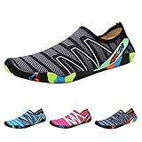 PADGENE Chaussons Plongée Aquatiques Chaussures d'eau à Pieds Nus Plage Natation Surf Yoga Sport Eté Respirants Antidérapant Séchage Rapide pour Adulte Unisexe Homme Femme (Noir, Taille 40)
