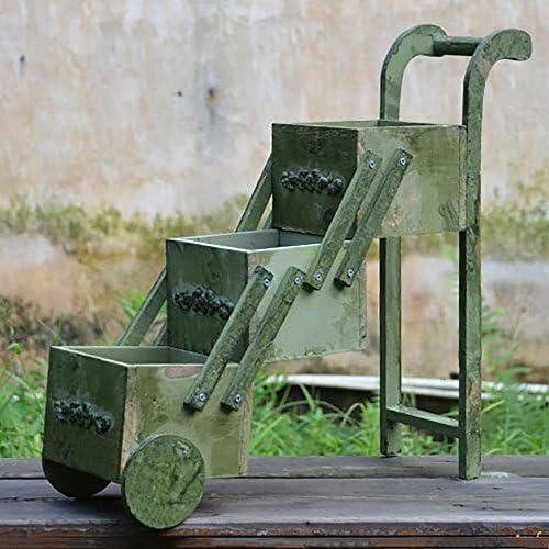 LLLXUHA Solid wood Multi-layer Mini Small cart Flower stand, indoor living room Wooden desktop Storage rack, balcony Succulents Bonsai frame,15*41.5*43cm , Green