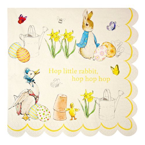 Lot de 20 Peter Rabbit & Friends Grande serviettes de table en Papier Motif Pâques