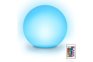 WHATOOK Lampada a sfera a LED, impermeabile, galleggiante per piscina, 16 RGB, batteria sostituibile, impermeabile IP65, decorazione per piscina, 15 cm, 16 colori
