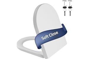 APTLITON Toilet Seat Soft Close D Shape with Quick Release for Easy Clean, Universal Toilet Seat White with Adjustable Stainless Hinges, Sturdy Plastic Toilet Lid