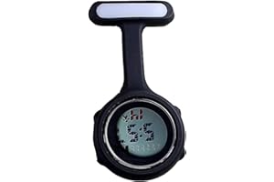 SagaSave Montre Infirmiere pour Blouse, Montre D'infirmière électronique Affichage Numérique Silencieuse et Lumineuse avec Clip pour Médecin, Femme et Homme