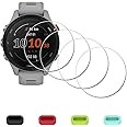 iDaPro [4 Pack] Screen Protector for Garmin Forerunner 255s /255s Music 41mm Smartwatch + Silicone Anti-dust Plugs Tempered Glass Anti-Scratch Bubble-Free