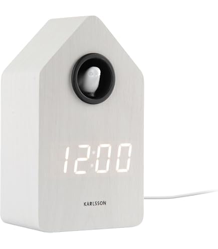 Karlsson Horloge Coucou LED 'Alarm' Noir KA6061BK - Réveil Original Avec Son Coucou