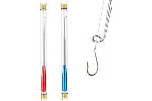 Azlanway Desatascador de anzuelos de pesca, 2 unidades, portátil, con tubo de almacenamiento, 17 cm, acero inoxidable, desatascador de anzuelos para peces y anzuelos de pesca pequeños y grandes