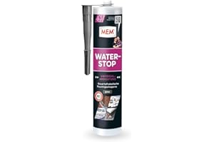MEM Water Stop, Universalabdichtung und Feuchtigkeitssperre, Optimal geeignet für die Innen- und Außenanwendung, Lösemittel-, silikon- und bitumenfrei, Dichtet sofort, Grau, 290 ml Kartusche