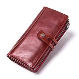 Echtleder-Organizer-Scheckheft-Geldbörse mit 3 Mesh-Foto-ID-Fenstern; 21 Kartenfächer für Kreditkarten, Debitkarten, Führerscheine und ID-Karten, Ausweis, Zugangskarten und Hotelzimmerkarten; 1 Reißverschluss um Beutel kann entfernen und kann für Telefon, Münze, Karte, Bargeld sein; Bifold Trifold Passcase Brieftasche