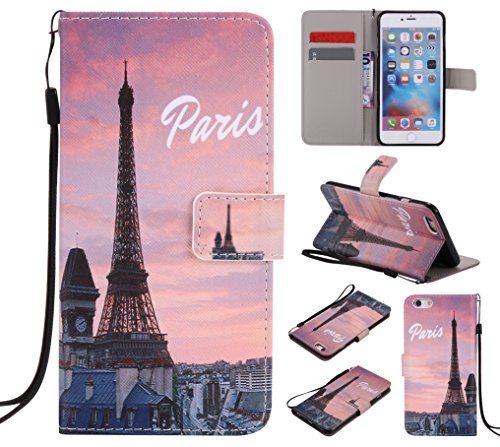 Feeltech iPhone 6 Plus/6s Plus Hülle PU-Leder und Brieftasche Bunte Muster Fall mit Magnetverschluss, Hybrid-Kickstand mit Stand-Funktion, schlagen Sie schützende weiche TPU Stoßstangenabdeckung und Kreditkartenhalter für iPhone 6 Plus/6s Plus Handgelenk Bügel-Buch-Art-Geldbeutel-Tasche mit 2 In 1 Berühren Sie Stift – Turm - 6