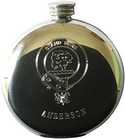 Armstrong Clan Crest - 6oz Round Pewter Flask (Over 100 Scottish Crests Selectable)