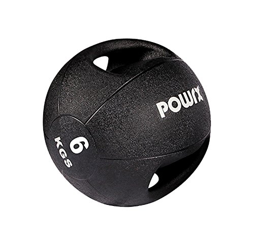 Medizinball mit Griffen Profi 3 – 10 kg von POWRX | schwarz Gewichtsball Studioqualität - 2