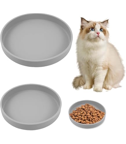 3 stuks kattenbak, voederbak kat, 18 cm siliconen bak, brede kattenbak, driekleurige kattenbakken, voor droog voer en nat voer (donkergroen, lichtroze, Scandinavisch blauw