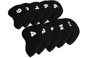 RHINORO - Set of 10 - Golf Iron Clubs Head Covers Cover Protector 3 4 5 6 7 8 9 A SW PW Soft & Lightweight