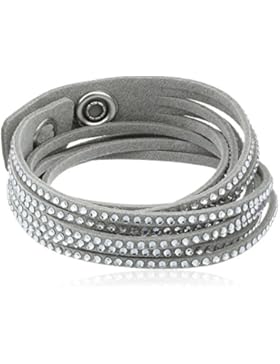 Swarovski Damen-Armband Slake Grey 37.0 cm Alcantara hellgrau Kristall klar 1179236