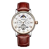 MagiDeal 1 Stück Lederuhr mechanische Uhr Armbanduhr Herren Damen Automatikuhr Männer Business uhren