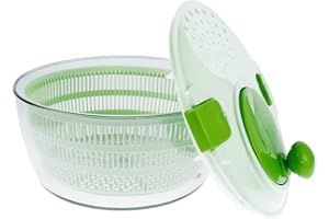 Sunhotty 4L Salad Spinner Manual Salad Washer with Drain and Handle Salad Dryer with Vegetable Washing Basket Multi-Function Lettuce Spinner Fruit Washer for Vegetable Pasta Fries Kitchen(green)