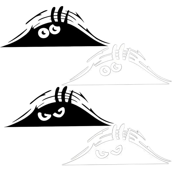 3 Adesivi Divertenti Per Auto Mostruosi - PET Impermeabile, 29.2x12 Cm, Con Spatola Per Bolle