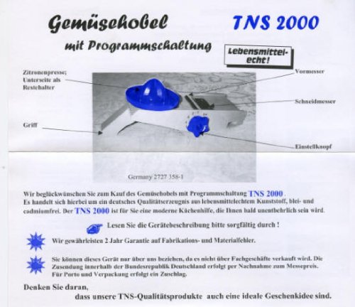 ORIGINAL TNS 2000 GEMÜSEHOBEL ALL IN ONE MADE IN GERMANY FARBE BLAU - 4
