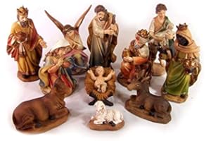 KRIPPENBAU-LEWEN Krippenfiguren Set aus Polyresin, handbemalt. Markuskrippe. 11 TLG. 11 cm.