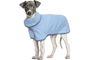 PetSmiler Hundebademantel - Saugfähiger Bademantel Hund mit Klett Hundebademantel für Große Hunde Trocknet Schnell Hunde Bademantel nach dem Baden, Schwimmen oder Spaziergang im Regen (Blau M)