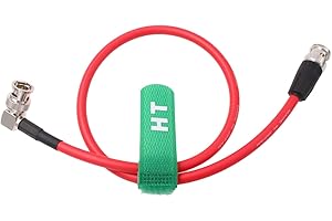 HangTon 12G SDI Raw 4K 60p Kabel wideo kątowy prosty BNC 75 Ohm ekranowany koncentryczny do Sony FS7 FX9 FX6 Alexa DSMC2 Kamera Blackmagic SmallHD Atomos Monitor (50cm, czerwony)