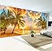 Produktbild SKTYEE Große benutzerdefinierte Wandbild Vliestapete Strand Sonnenuntergang Kokospalme Natur Landschaft Foto Hintergrund Tapeten Für Wohnzimmer, 300x210 cm (118,1 x 82,7 in)