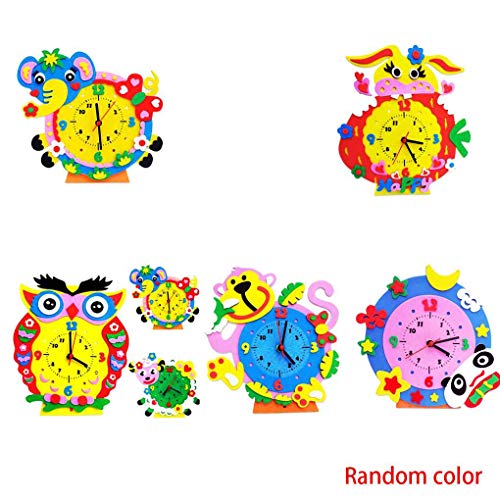 Preisvergleich Produktbild ELENXS Handgemachte Uhr Spielzeug DIY Tierform-Handwerk Educational Uhr Benutzerhandbuch Training Anzahl Digit Spielzeug für Kinder