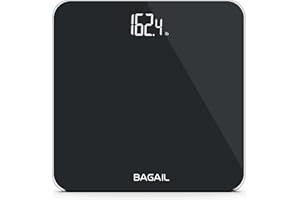 BAGAIL BASICS BAGAIL Pèse-personne BAGAIL, balance numérique avec capteurs haute précision et verre trempé, ultra-mince, technologie Step-on, écran translucide - Noir