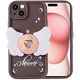Zore Apple i&ccedil;in uyumlu iPhone 15 Kılıf Kamera Korumalı Fig&uuml;r Tasarımlı Zore Kapya Kapak Koyu Kahve