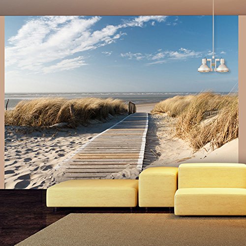 Vlies FotoTapete | TOP | Tapete | Fototapeten | Tapeten | Wandbilder XXL | Strand ! Sand ! Wasser ! Natur ! Himmel ! Sommerferien ! Düne ! Sommer ! Wolken ! Blau ! Nordsee ! 300x231 cm ! 100403-39