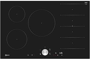 ‎NEFF NEFF T68FTV4L0, N 90, Induktionskochfeld, autarkes Glaskeramik-Kochfeld 80 cm breit, Twist Pad, Flex Induction, Home Connect, Smart Hood Automatic, Rahmenlos aufliegend, Schwarz