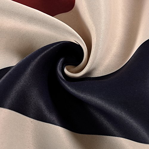 Vorhang Gardine Blickdicht mit Ösen Verdunkelungsvorhang Dekoschal Beige Rot Schwarz Streifen Muster Deko für Wohnzimmer Schlafzimmer 140x245cm 2er - 7