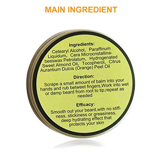 Bart Balm,Beard Balm,LDreamAM® Barthaare geschmeidig und bekämpft trockene Haut für die perfekte Bartpflege Tame Ihr Bart With No Fettigkeit – Make It Schauen Dickere und Fuller (60g) - 6