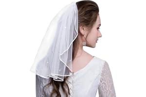 Amerson Brautschleier, Schleier kurz Strass Schleier Elegante Braut Tüll mit Kamm Hochzeitsschleier Hochzeit Kurzer Schleier für JGA Junggesellinnenabschied Hochzeit Zubehör Schleier