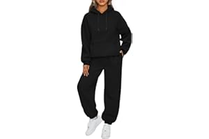 NLAND Chandal Mujer Invierno con Forro Polar Conjunto Deporte 2 Piezas con Capucha Sudadera y Pantalones Casual de Otoño Invierno