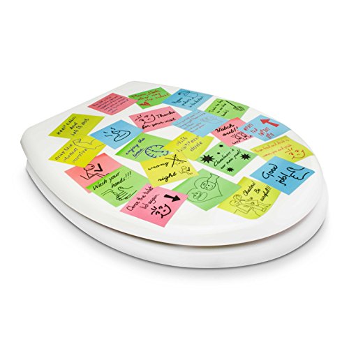 Premium WC Sitz mit Absenkautomatik – „Pinnwand“ Design – Toilettendeckel aus Duroplast inkl. Montagesatz – VENKON - 2