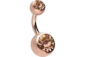 PIERCINGLINE Piercing Ombligo Acero Quirúrgico 2 CRISTALES Piercing Bananabell Banana Elección de color y tamaño