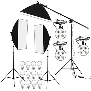 OCTOVA PRO Quadlux Mark II 3 Point Softbox Lighting Kit Soft Led Still & Video Light with AC Power, YouTube Shooting, Videography, Portrait, Product Photography, Key,Fill,Rim Head Light