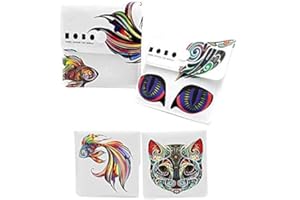 Quesuc 2 White Pocket Ashtray ash Bags - Fire Resistant PVC - Smell Free - Portable Compact - Uniquely Designed Rainbow Fish and Psychedelic cat Pattern