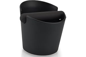 IDEAL SWAN Knock Box Cafe Accesorios, Caja de Café, Barista Cajon para posos de cafe, Bote para Cafe molido Sage Espresso Contenedor Absorbente de Golpes, Negro