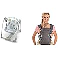 Ingenuity, Swing 'n Go Portable Swing - Hugs and Hoots, 5 Swing Speed, 6 Soothing Melodies, Removable Toy Bar, Ages Newborn +, Grey & Infantino Flip Advanced 4-in-1 Grey Carrier 8-32 lbs / 3.6-14.5 kg