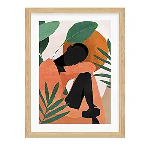 COLOSSAL ART HOUSE Black Woman Art Polystyrene Framed Poster for Home & Office Wall Decoration - Portrait, Wall Display (Brown, 12x16 Inch Frame with Art Print)
