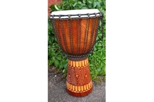 CIFFRE Djembé 50 cm en bois – Tambour africain fait main avec peau de chèvre – Instrument de percussion pour adultes au son puissant